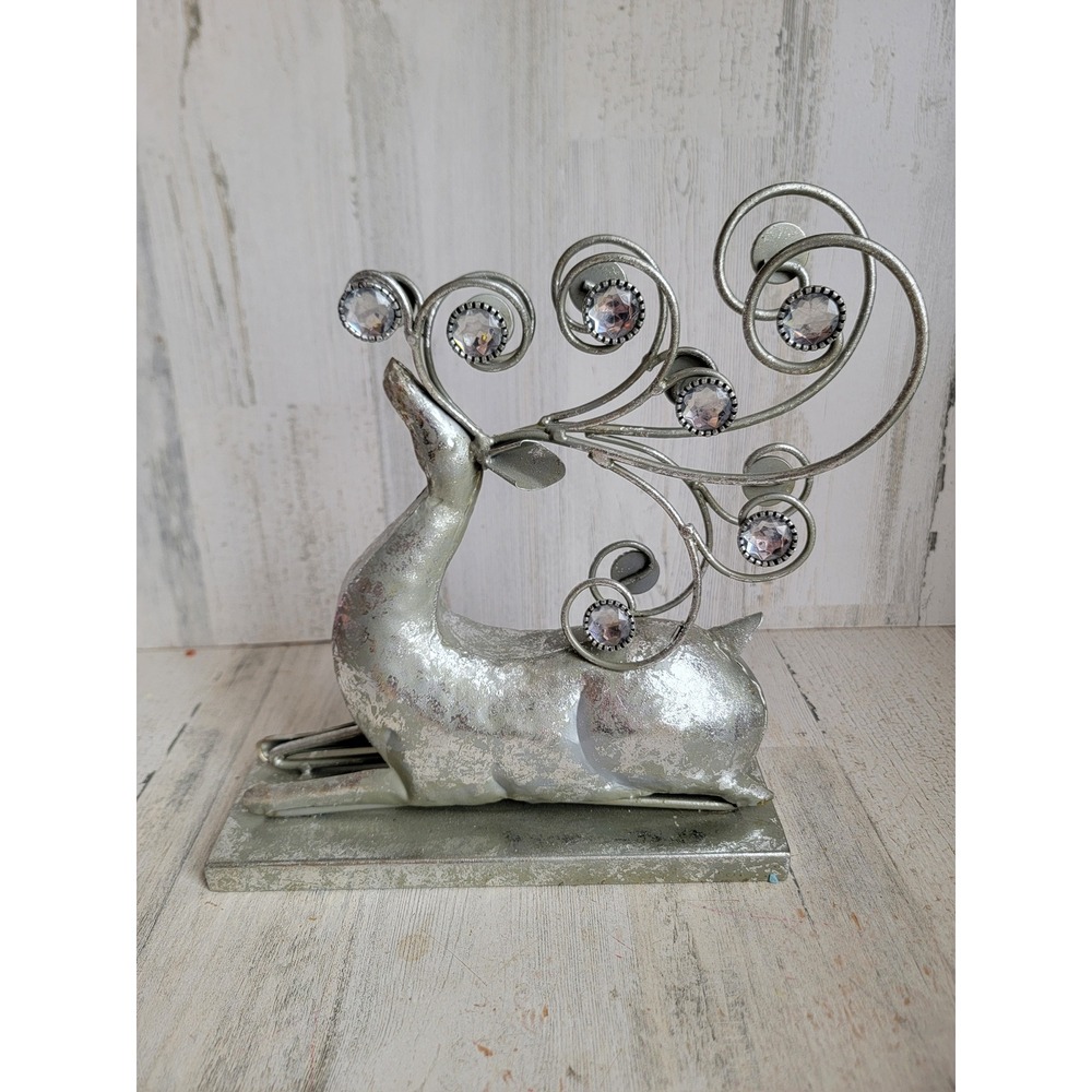 Vintage metal reindeer silver Xmas home decor Santa unique figure